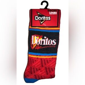 Doritos Odd Sox Crew Socks 2 Pair Men 8-12 W 9-13 Red White w Logo Chips Snacks